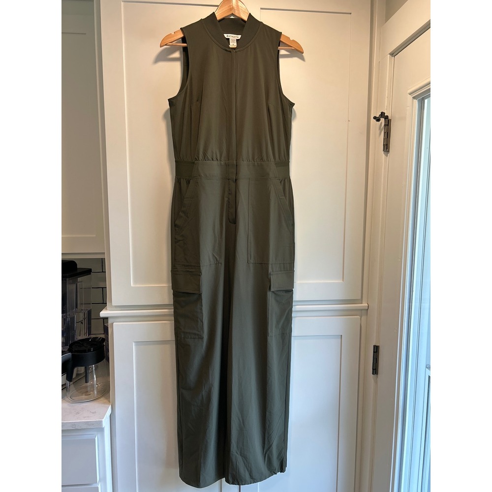 Athleta Brooklyn Heights Jumpsuit Women L Olive Green Cargo Utility - Picture 7 of 12